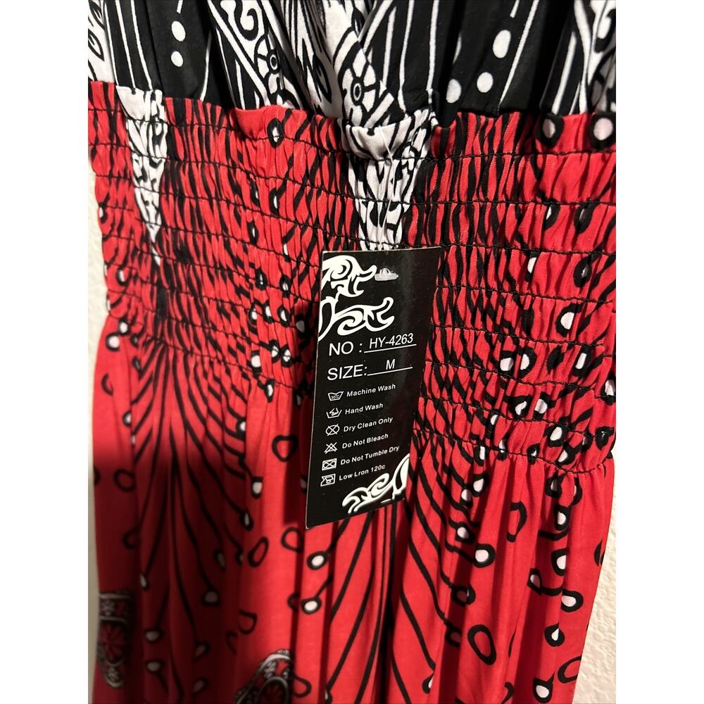Women’s Hots Wings Medium Long Red Multicolored Dress NWT - Picture 2 of 3